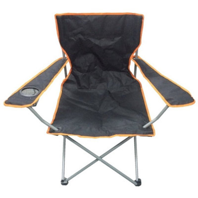 Black & Orange Lightweight Folding Camping Beach Captains Chair
