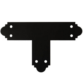 Black Ornamental Tee Bracket Brace - T Shape Pergola Connector - Black Tee Plate - T Bracket - 342x209x76mm
