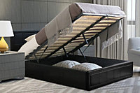 Black Ottoman Leather Bed Frame With Gas Lift & Under Bed Storage