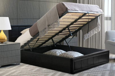 Black Ottoman Storage Bed Frame Double