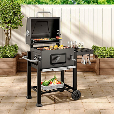 Black Outdoor Barbecue Charcoal BBQ Grill Stove Smoker Built In ...