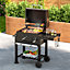 Black Outdoor Barbecue Charcoal BBQ Grill Stove Smoker Built in Thermometer Portable with Wheels