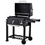 Black Outdoor Barbecue Charcoal BBQ Grill Stove Smoker Built in Thermometer Portable with Wheels