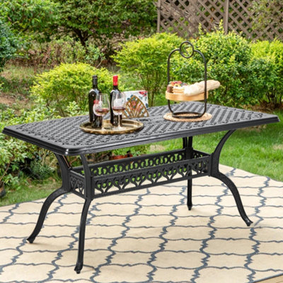 Aluminum outdoor dining table with umbrella hole hotsell