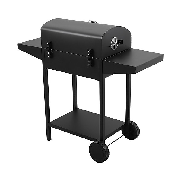 Black Outdoor Charcoal BBQ Grill with Lid Cover and Wheels Black Black Outdoor Charcoal BBQ Grill with Lid Cover and Wheels Black