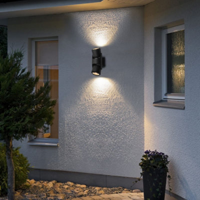 Black Outdoor Double Wall Light Adjustable IP54 External Directional ...
