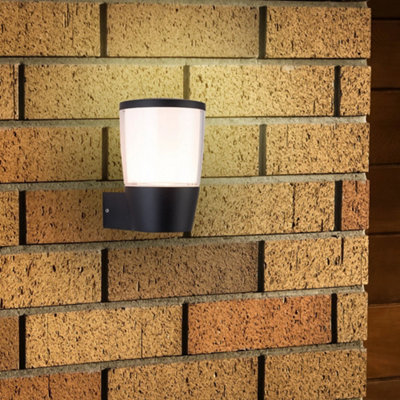Black Outdoor Modern Up Lantern Heavy Duty Aluminium Wall Light - IP54  - 16.3cm Height - 1 x ES E27 Lamp Bulb Required
