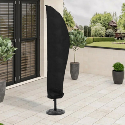 Black Outdoor Patio Banana Umbrella Parasol Cover Waterproof with Zipper and Drawstring 210D Oxford