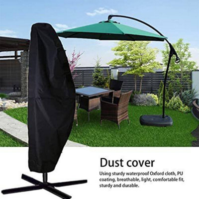 Black Outdoor Patio Banana Umbrella Parasol Cover Waterproof with Zipper and Drawstring 210D Oxford - 3