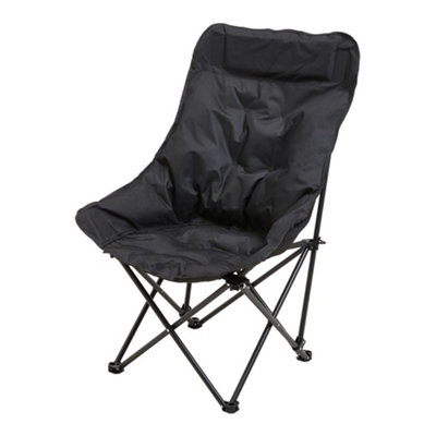 Black Outdoor Portable Folding Camping Chair with Side Pocket