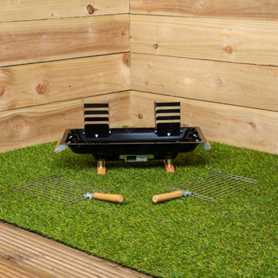 Black Outdoor Portable Steel Hibachi BBQ Camping Grill - 5