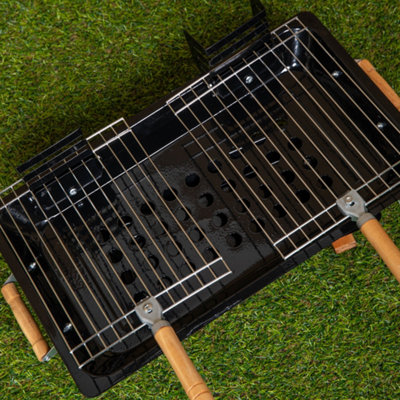 Black Outdoor Portable Steel Hibachi BBQ Camping Grill - 6