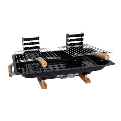 Black Outdoor Portable Steel Hibachi BBQ Camping Grill - 7