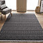 Black Outdoor Rug, Geometric Stain-Resistant Rug For Patio Decks, 3mm Modern Outdoor Luxurious Area Rug-160cm X 220cm