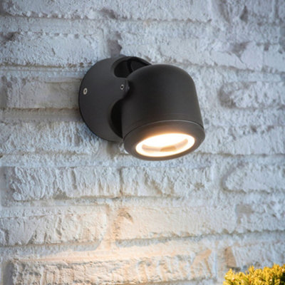 Black Outdoor Single Wall Light Adjustable IP54 External Directional ...