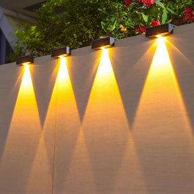 Black Outdoor Solar-Powered Integrated LED Ambient Wall Light Set of 4