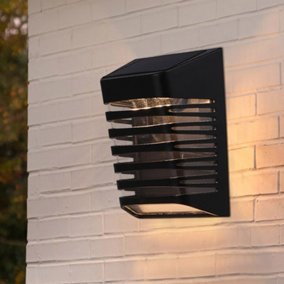 Black Outdoor Solar-Powered Waterproof Durable Wall Light Outside