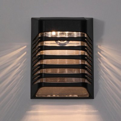 Black Outdoor Solar-Powered Waterproof Durable Wall Light Outside