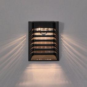 Black Outdoor Solar-Powered Waterproof Wall Light
