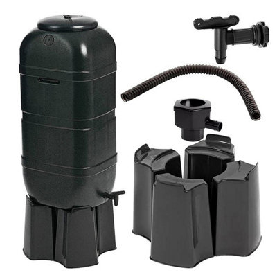 Black Outdoor Water Butts 100L Rain Collector Complete With Stand & Kit