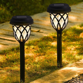 Black Outdoor Waterproof Solar-Powered Integrated LED Retro Pathway Lights Set of 6