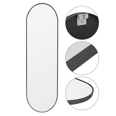 Black Oval Full Length Mirror Wall Mounted Mirror Framed Dressing Mirror 40 x 150 cm