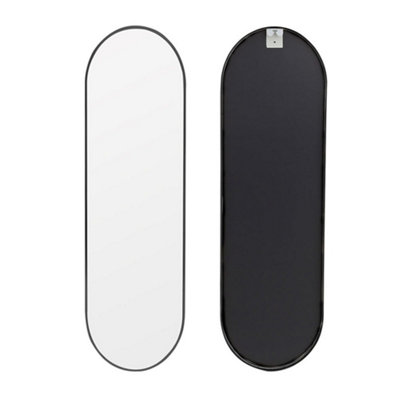 Black Oval Full Length Mirror Wall Mounted Mirror Framed Dressing Mirror 40 x 150 cm