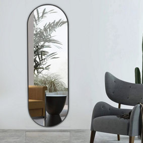 Black Oval Wall Mounted Framed Full Length Mirror Dressing Mirror 50 x 150 cm