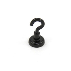 Black Painted Neodymium Hook Magnet with M4 Hook for Fridge, Whiteboard, Noticeboard, Filing Cabinet - 16mm x 30.5mm - 9.7kg Pull