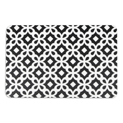 Black Pattern White Stone Non Slip Bath Mat