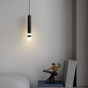 Black Pendant Light  LED Metal Tube Hanging Lighting Bedroom Dining Living Room Office Suspension Lamps