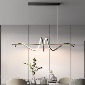 Black Pendant Light, Nordic Modern Led Pendant Lights Chandelier Wave Lamp Island Hanging Pendant Lamp Fixtures