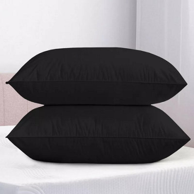 Black Plain Pillowcase Luxury Microfiber Bed Pillow Cover Pair