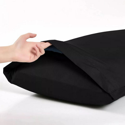 Black Plain Pillowcase Luxury Microfiber Bed Pillow Cover Pair