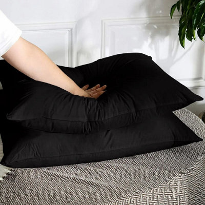Black Plain Pillowcase Luxury Microfiber Bed Pillow Cover Pair