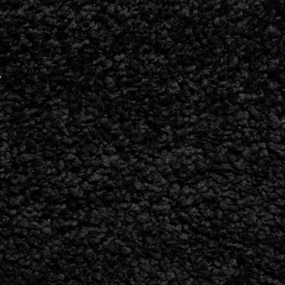 Black Plain Shaggy Modern Easy to Clean Rug for Living Room Bedroom and Dining Room-80cm X 150cm