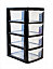 Black Plastic 4 Drawer Tower Storage Unit Small A5 Stationery Filing 38.5cm