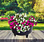 Black Plastic Cauldron Planter Flower Basket With Handle Small Round Pot 26cm