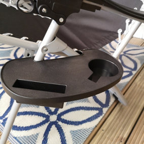 Black Plastic Cupholder Side Tray for Garden Gravity Chairs
