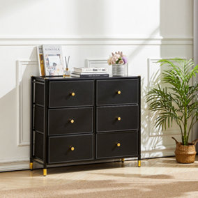 Black Plastic Freestanding Storage Cabinet with 6 Drawers, 76.5cm (H)