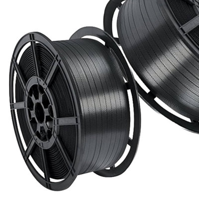 Black Plastic Hand Pallet Strapping Banding 12mm Wide 1000 Metres Per Coil Brake/Strength 310kg