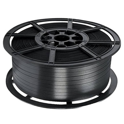 Black Plastic Hand Pallet Strapping Banding 12mm Wide 1000 Metres Per Coil Brake/Strength 310kg - 3