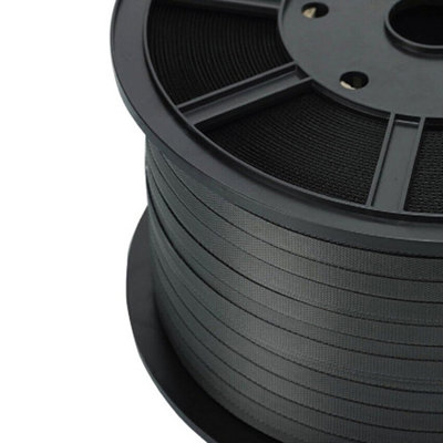 Black Plastic Hand Pallet Strapping Banding 12mm Wide 1000 Metres Per Coil Brake/Strength 310kg - 4