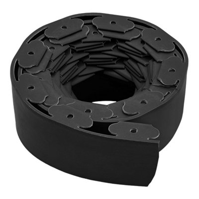 Black Plastic L Shaped Garden Edging with 30 Ground Pegs,L10m x H 5cm