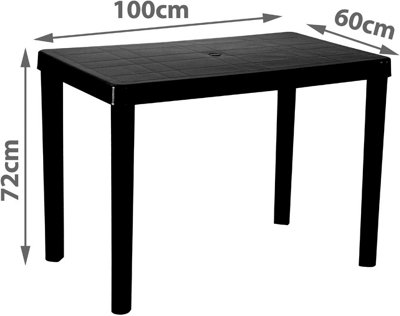 Black Plastic Parasol Garden Tables 100cm x 60cm