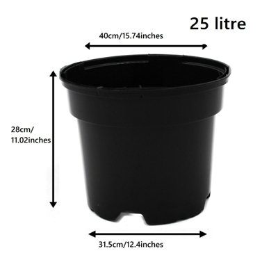 Black Plastic Plant Pot Flower Pots 25 Litres x 100 Pots