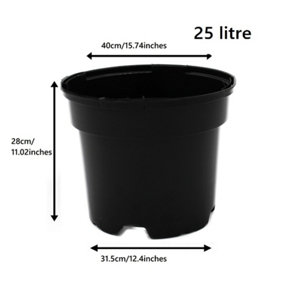 Black Plastic Plant Pot Flower Pots 25 Litres x 100 Pots