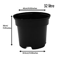 Black Plastic Plant Pot Flower Pots 32 Litres x 20 Pots