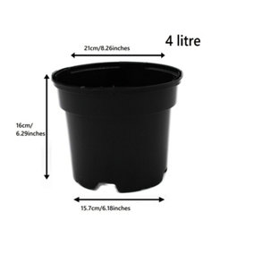 Black Plastic Plant Pot Flower Pots 4 Litres x 10 Pots