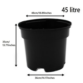 Black Plastic Plant Pot Flower Pots 45 Litres x 10 Pots